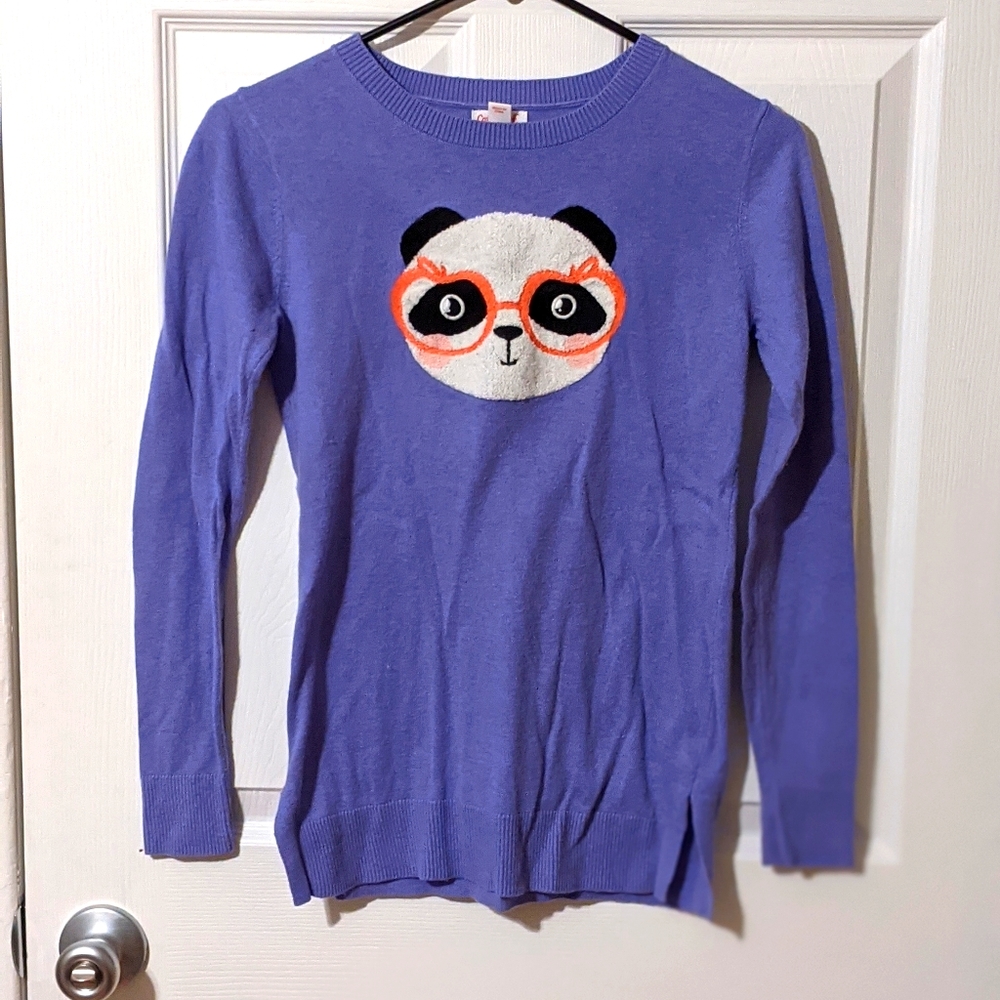 Purple Pullover Sweater with Panda